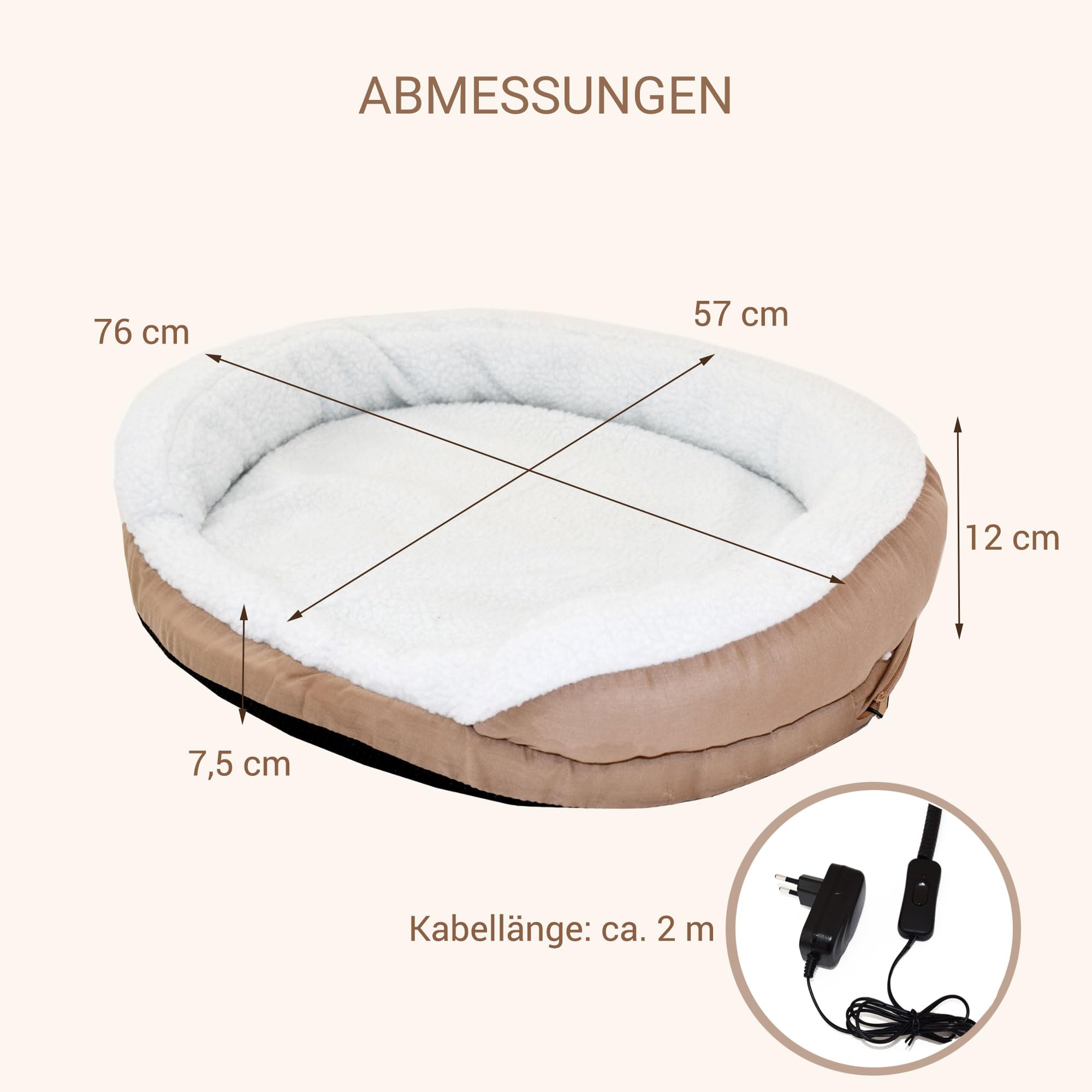 Syntrox Germany 76x12cm Beheizbares Tierbett, Wohlfühl Komfort, Wärmebett, Schlafplatz Hund Katze, 15 Watt, Wärmetherapie für Haustiere, Waschbarer Fleecebezug, Gemütlicher Ruheplatz