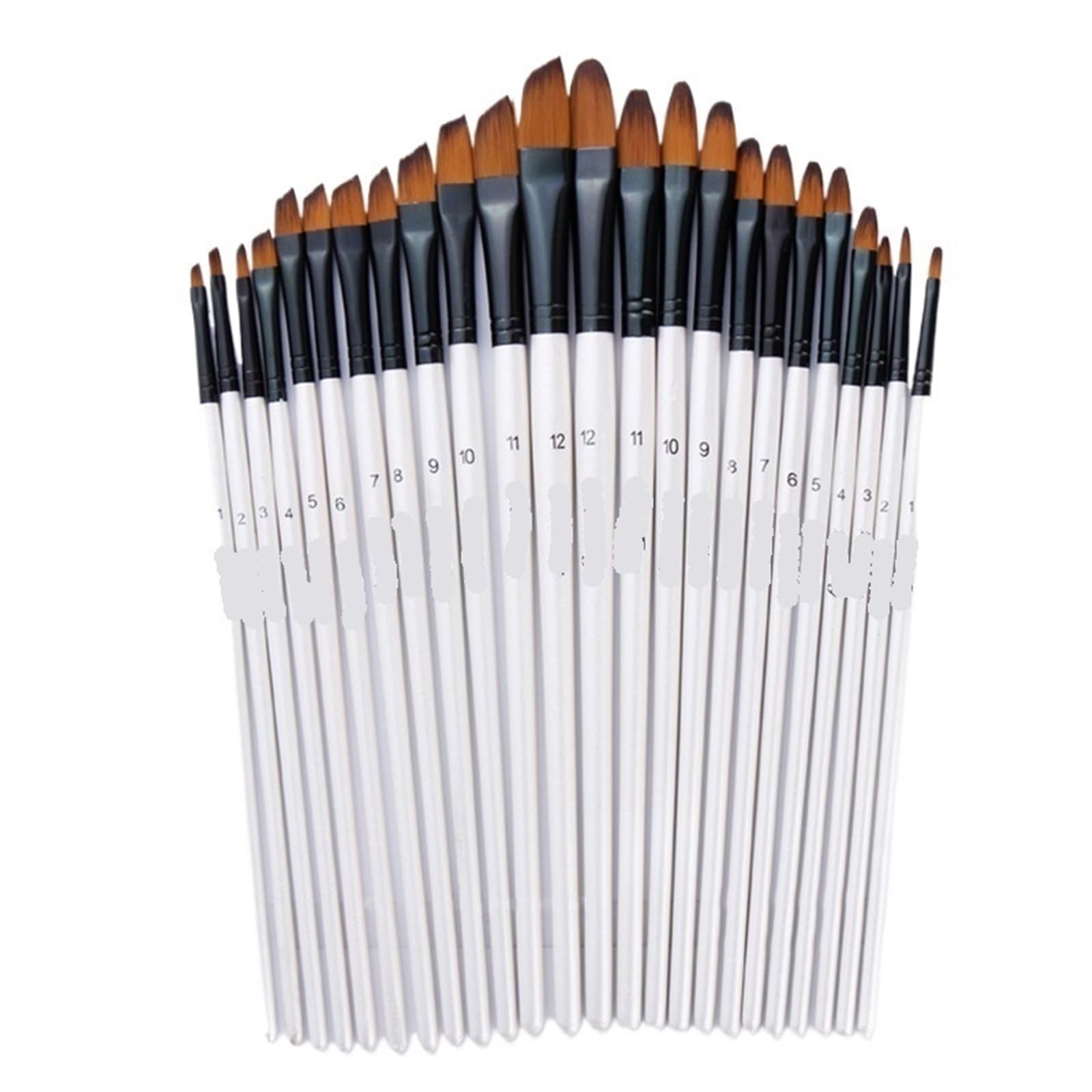 Pinceles para Pintar, 12 Piezas de Pelo de Nailon con Mango de Madera, Juego de Pinceles para Acuarela para Aprender a Pintar al óleo y acrílico, suministr,One Color-6
