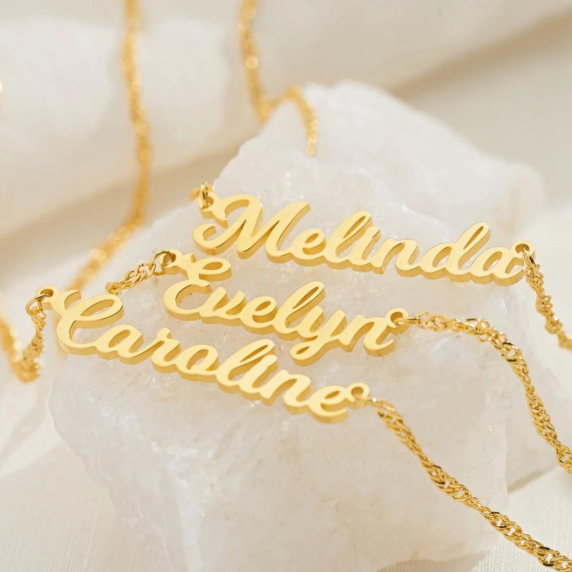 Collar con nombre personalizado, chapado en oro de 24 quilates, chapado en oro rosa auténtico y acero inoxidable plateado, colgante de letra personalizado, regalo para cumpleaños y Navidad