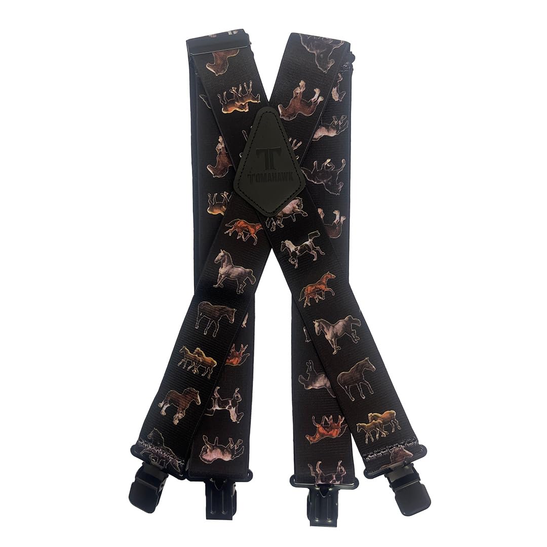 Tomahawk Tools Unisex Horses Tomahawk Heavy Duty Braces, Adjustable, Suspenders, Strong Clasp (Horses)