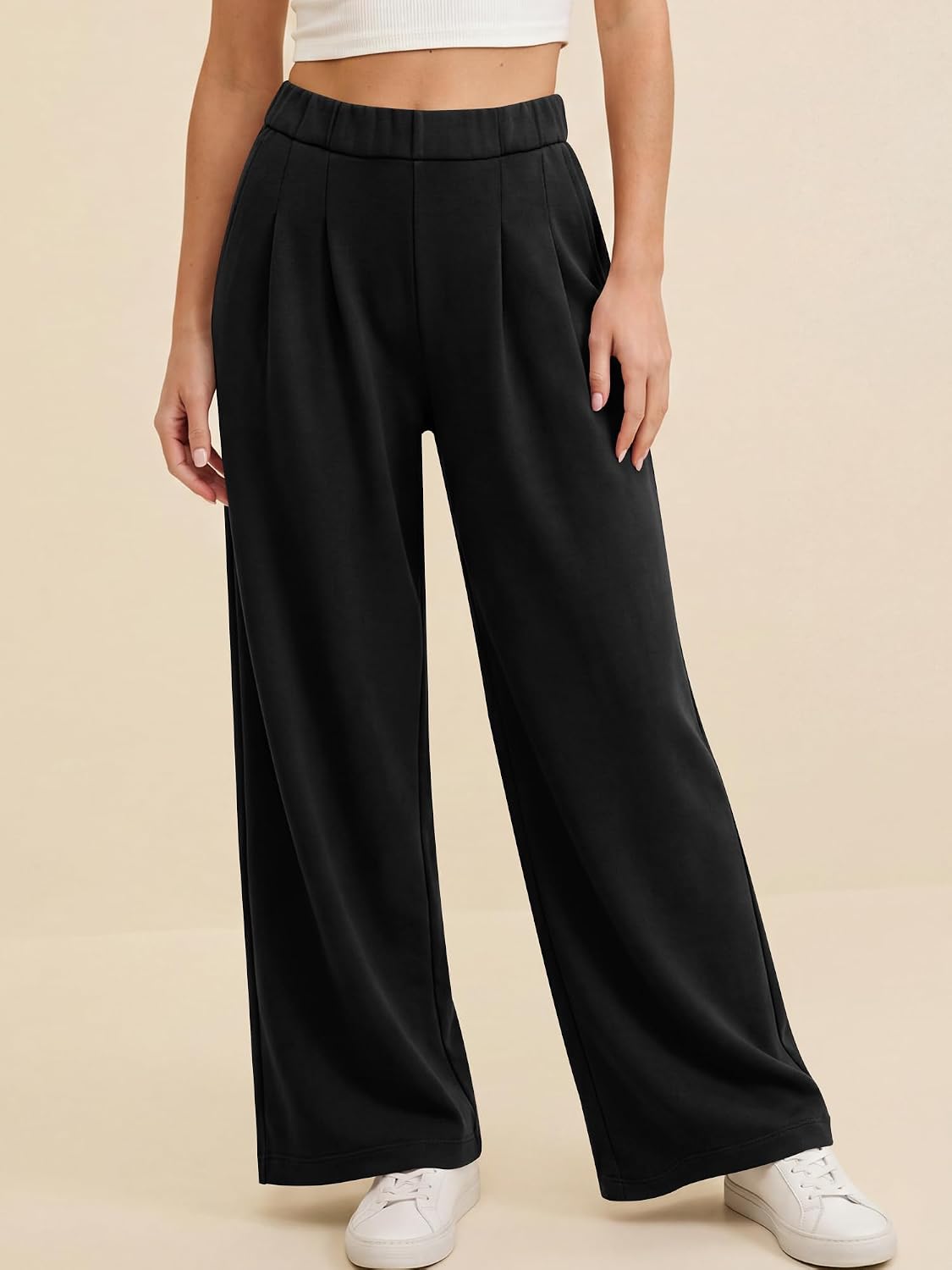 ANRABESS Womens Wide Leg Baggy Sweatpants | High Waisted Loose Fit Track Pants with Pockets, Soft Comfy, Casual Lounge & Travel Outfits, Fall Winter Clothes