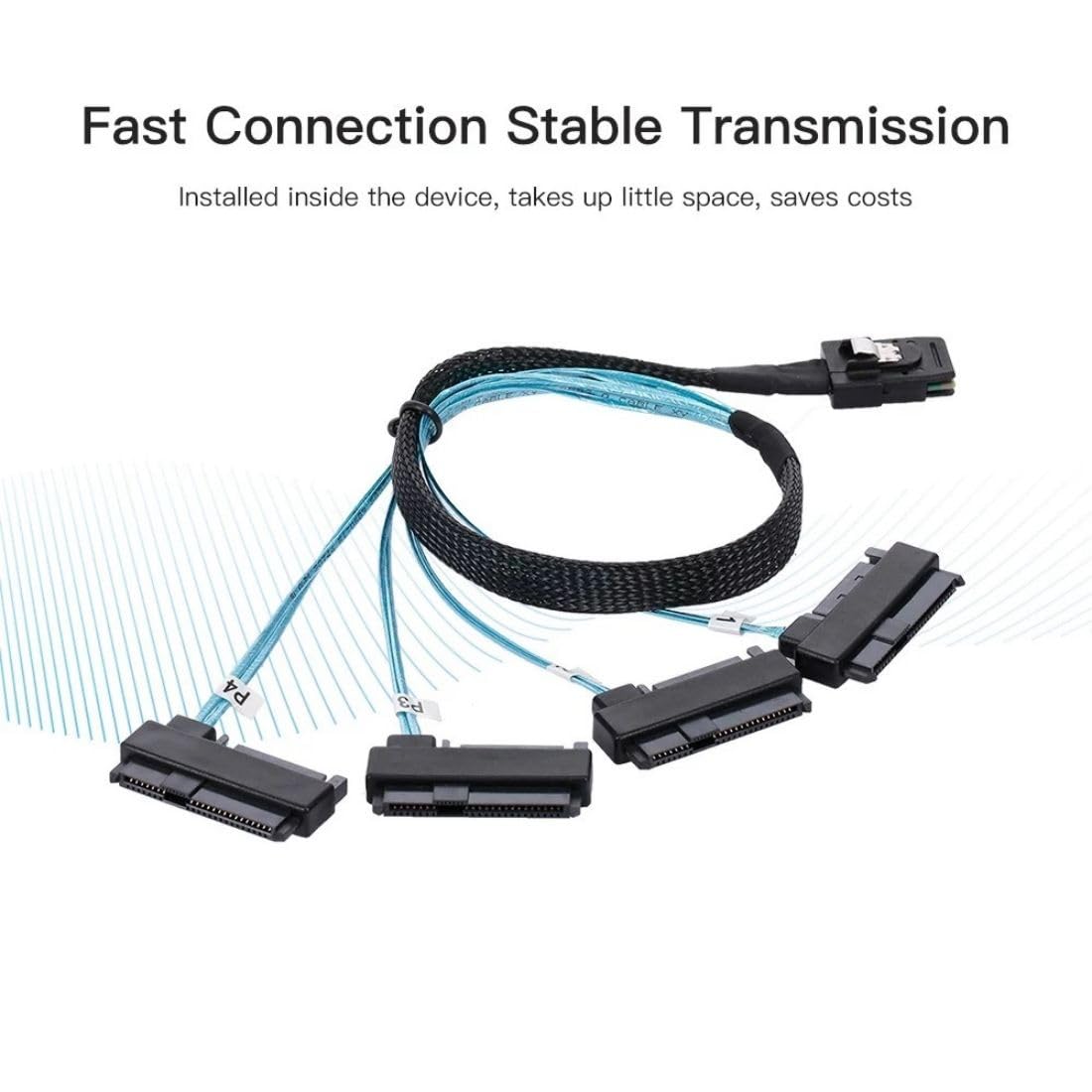chenyang Mini SAS SFF-8087 36Pin Host 1 a 4 SAS SFF-8482 Target SAS Cable de disco SAS con cable de alimentación IDE 0.5M