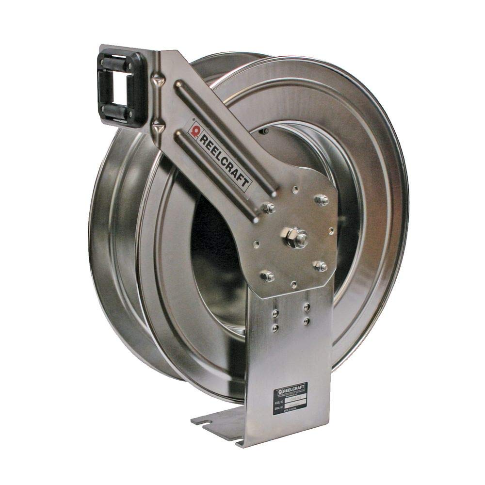 Reelcraft LC607 OLS Spring Retractable Stainless Steel Hose Reel, 70' Air/Water Hose Not Included