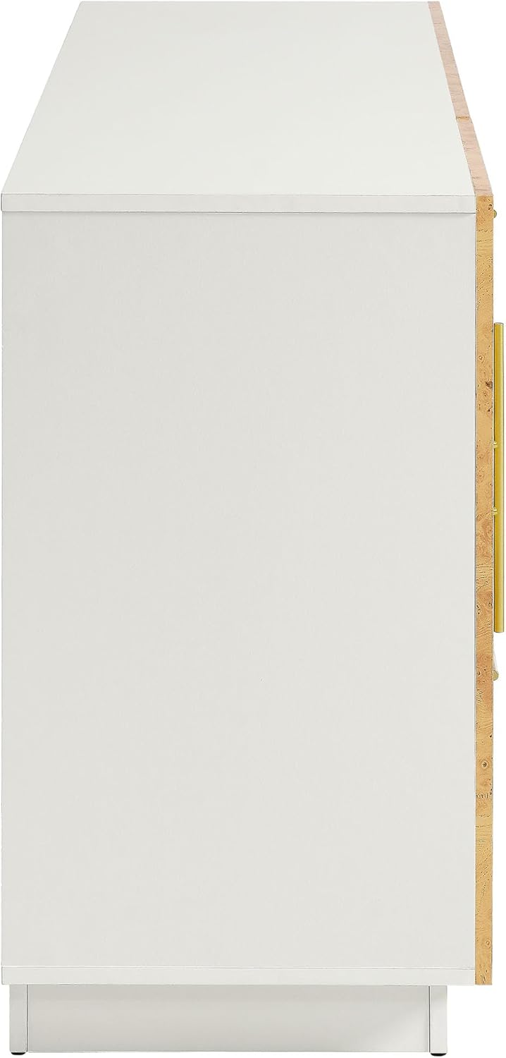 Modway ABEL 59 Inch Sideboard Storage Cabinet with Doors and Drawers in White Bleached Burl - Burl Wood Laminate Dining Room Buffet - Living Room Accent Credenza with Shelves for Wall Mounted TVs