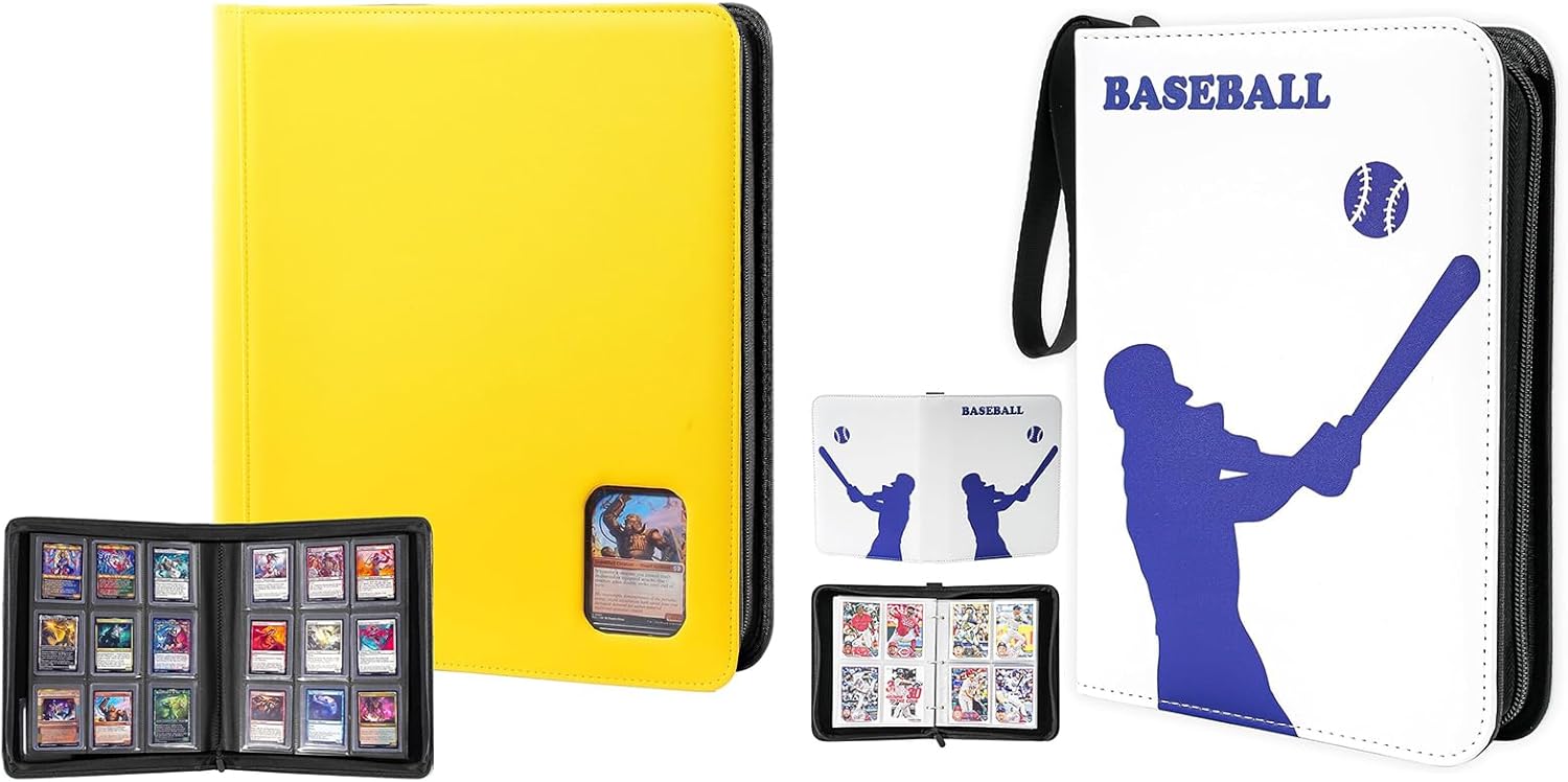 ProCase Top Loader Binder for Cards Holds 324 Toploaders with 9 Pockets Bundle with 4-Pocket Baseball Card Binder Fits 440 Cards