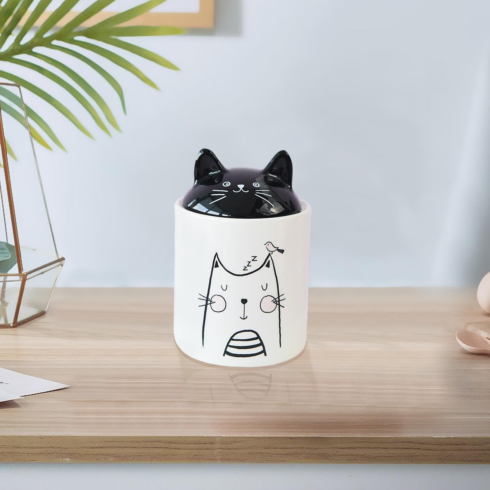 Amazon｜KLKCMS 陶器の猫用保存瓶 蓋付きティージャー