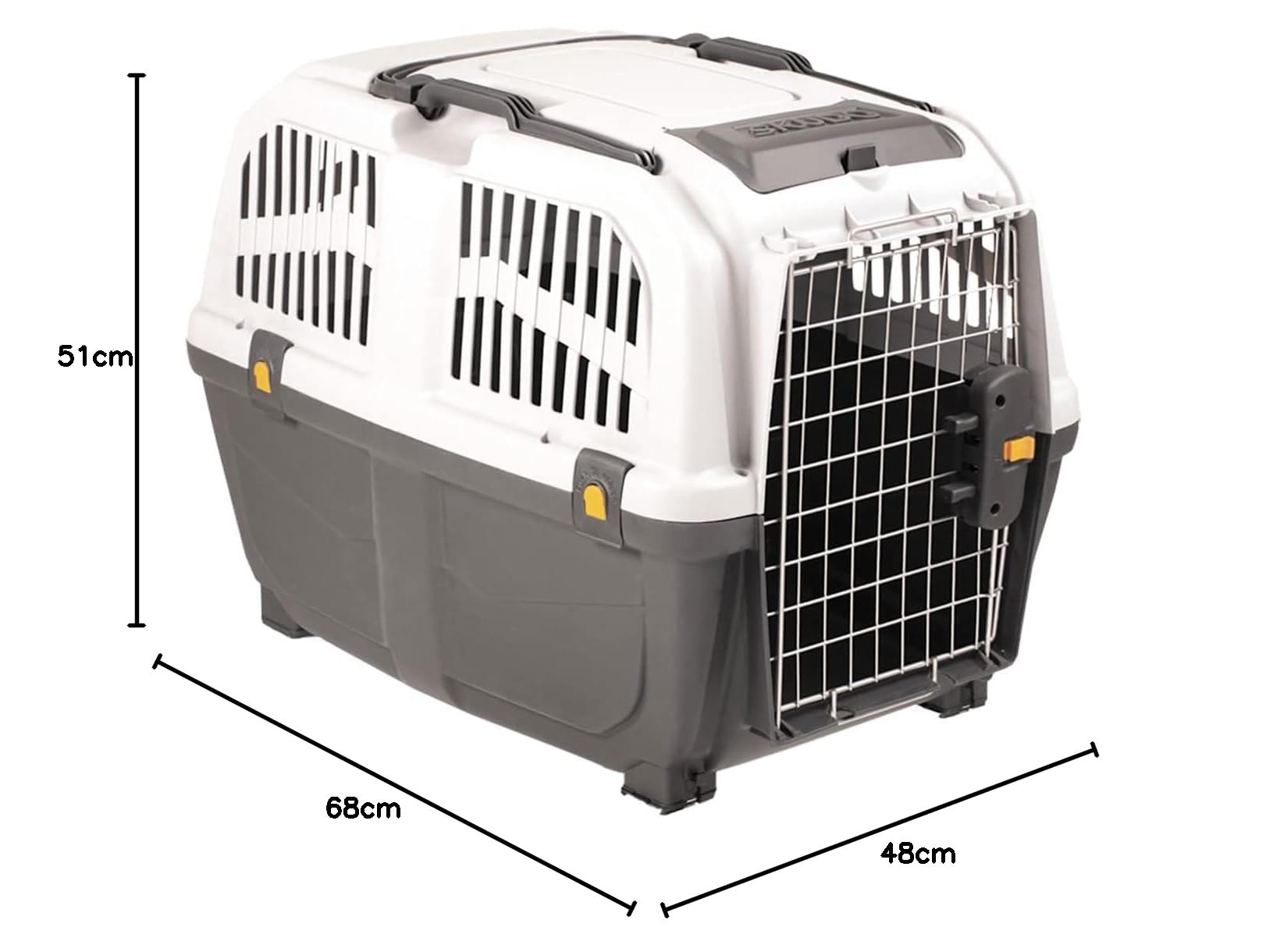 Skudo Lata Contenitore da trasporto per cani, Grigio scuro/Grigio chiaro, 68 x 51 x 48 cm