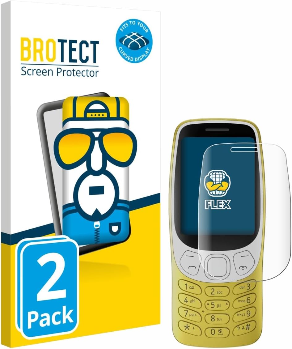 brotect 3D Curved Screen Protector Compatible with Nokia 3210 (2 Pack) - Full Screen Coverage
