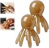 Scalp Relaxing Head Care, 8 Claws, Octopus, Head Relaxer, Set of 2, Promotes Blood Circulation, Relieves Fatigue, Spa, Manual, Small, Portable, Stress Relaxation, Easy Operation, Natural Resin Material Brown