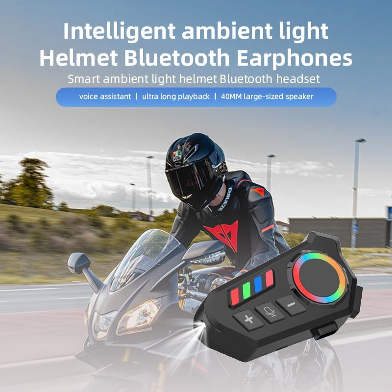 Glekyole K06 Bluetooth Headset mounted on a motorcycle helmet.