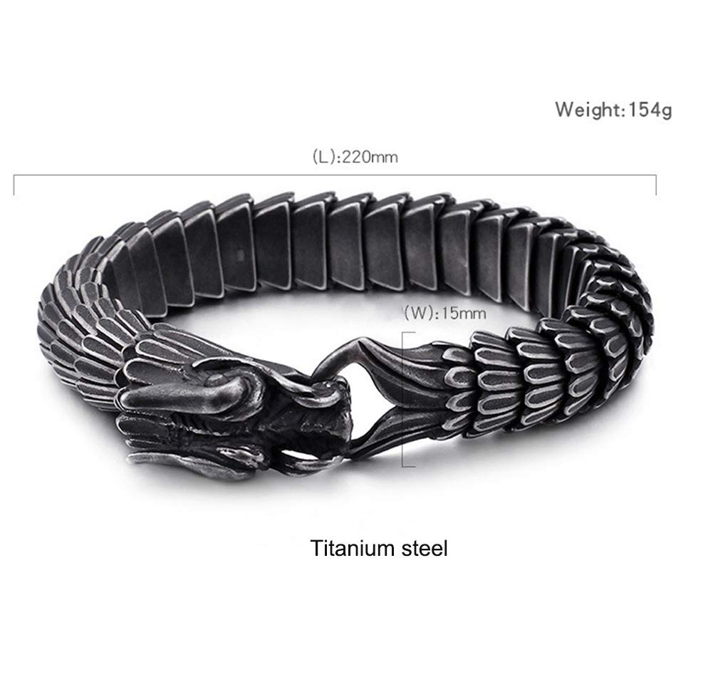 Titan Stahl Armband, Handgelenk poliert Panzerkette Kettenarmband Schmuck Herren Exquisiter Accessoire, Black