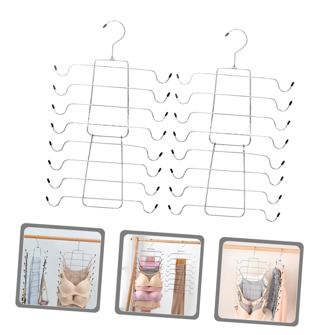 TOYANDONA 2pezzi Grucce per Reggiseni Multistrato Contenitore per Canottiere e Reggiseni da Donna Organizer per Armadio Resistente e Pratico per Uso Domestico e Viaggio