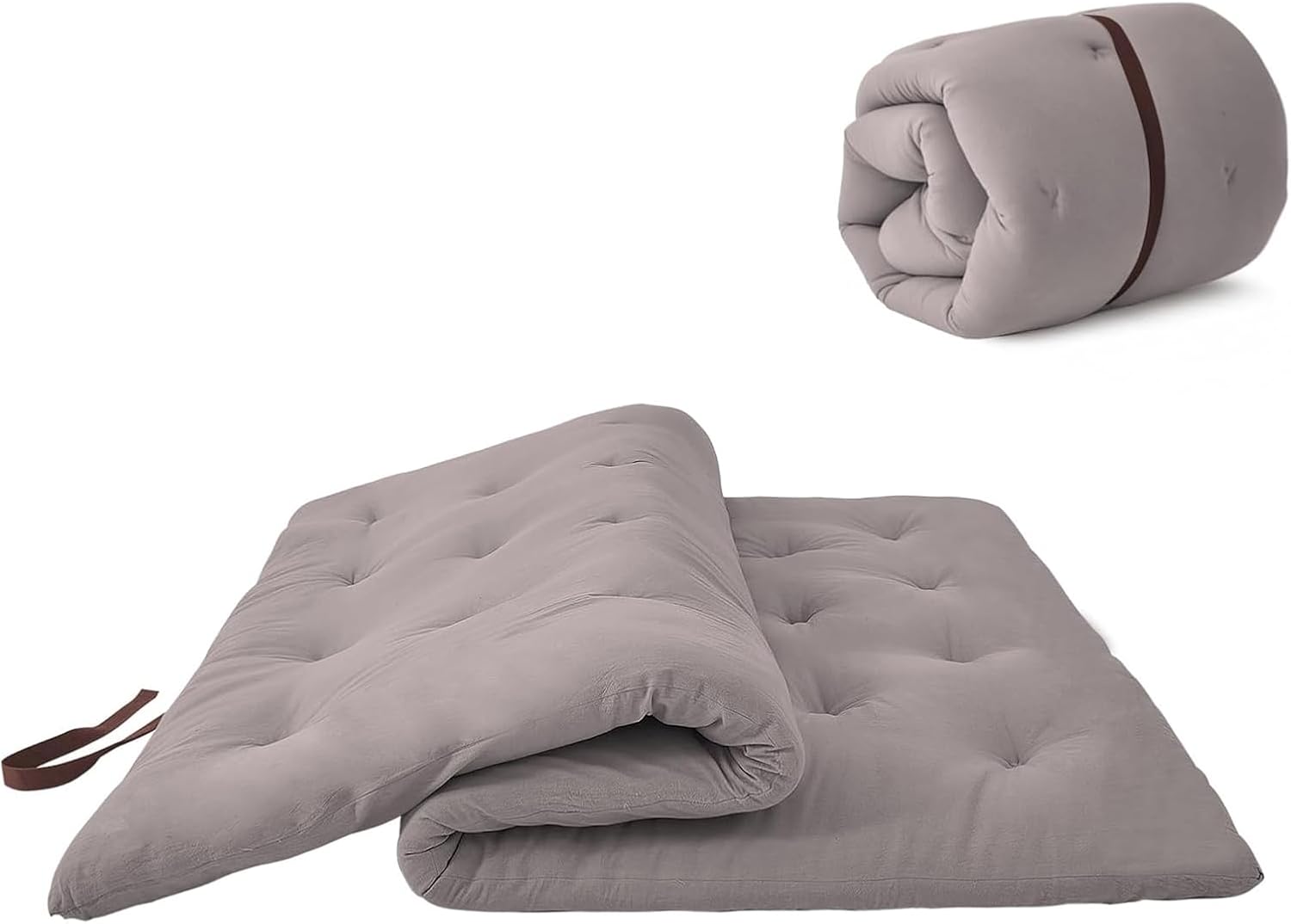 ZonLi Japanese Floor Futon Mattress Queen Size 60"x 80",100% Cotton Cover 2.5'' Thicken Tatami Mattress,Foldable Sleeping Pad,Portable Dormitory Tatami Mat,Roll Up Floor Lounger Bed for Adult (Grey) Grey Queen(80"L x 60"W x 2.5"Th)