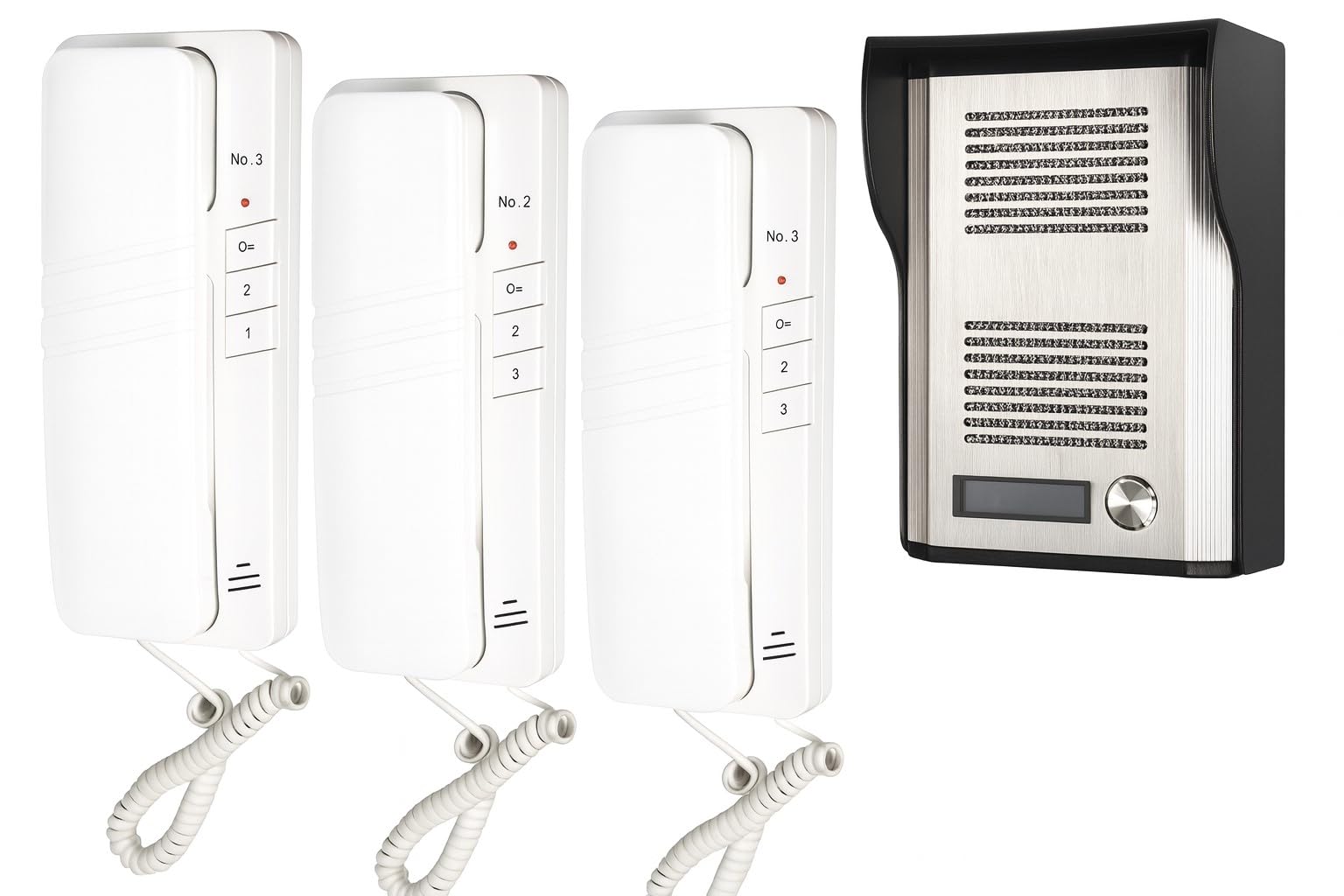 Citofono da Parete con 3 Cornette Interfoniche e Apriporta Elettrico – Sistema Citofonico a 3 Postazioni per Casa, Ufficio o Condominio – RL-3203A - CW553
