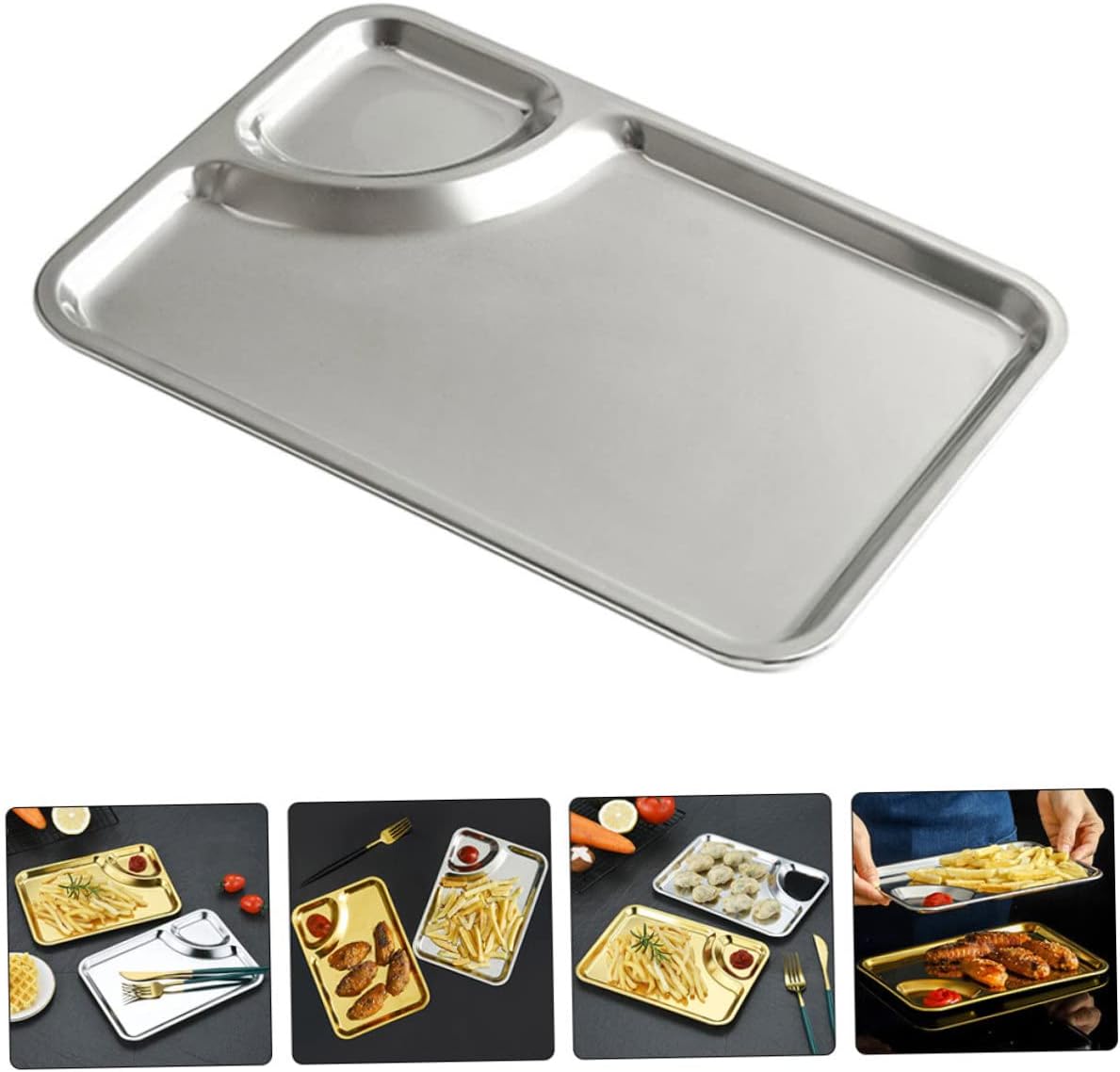 Portable Stainless Steel Plate Multi-function Chips Dish Lightweight Home Supply Elegant