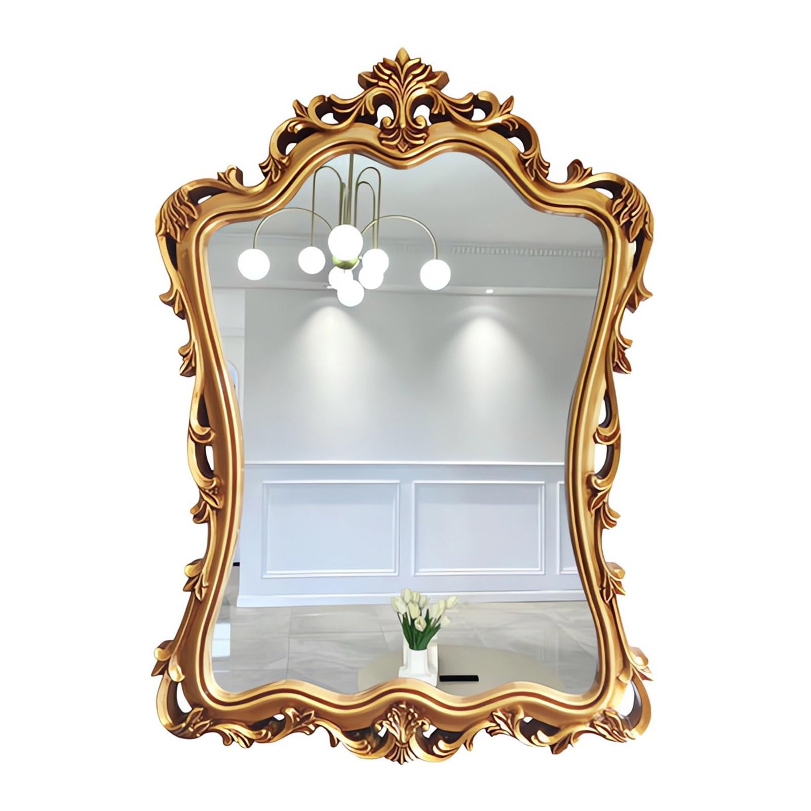 Espejo Decorativo Barrocos, Espejo de Pared Vintage de 25 x 35 Pulgadas | Espejos Colgantes Dorados Antiguos para Dormitorio, Salón y Cuarto de Baño