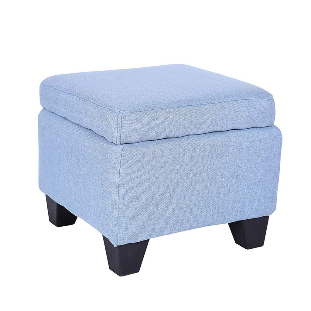 JMTLLSFD Storage Stool, Household Cloth Pile Multi-function Small Apartment Soft Bag Sofa Lazy Simple Shoe Bench Sofa Stool 40×40×35cm (Color : Blue)
