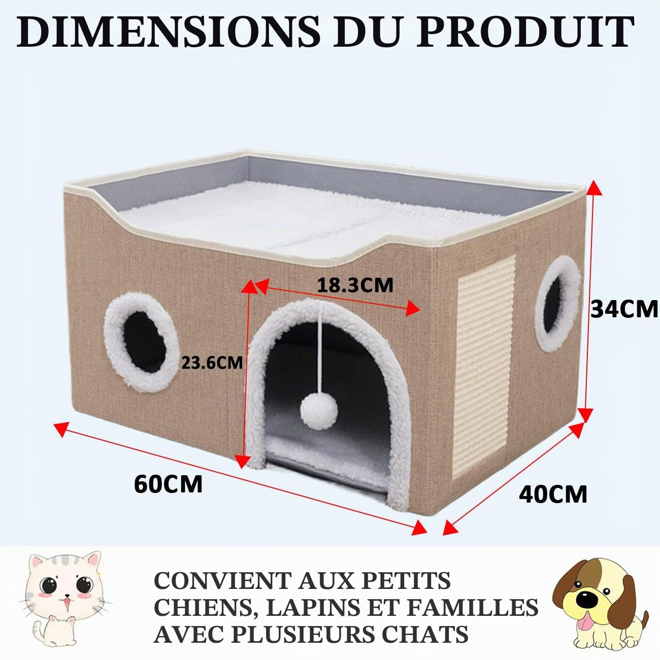 ERNAN Lit Niche Chat d’intérieur.Maison pour Chat. Niche Interieur avec Coussin Amovible Lavable rembourré,pour Que Les Chats puissent Dormir, se Cacher, s'ébattre et se gratter (Kaki)