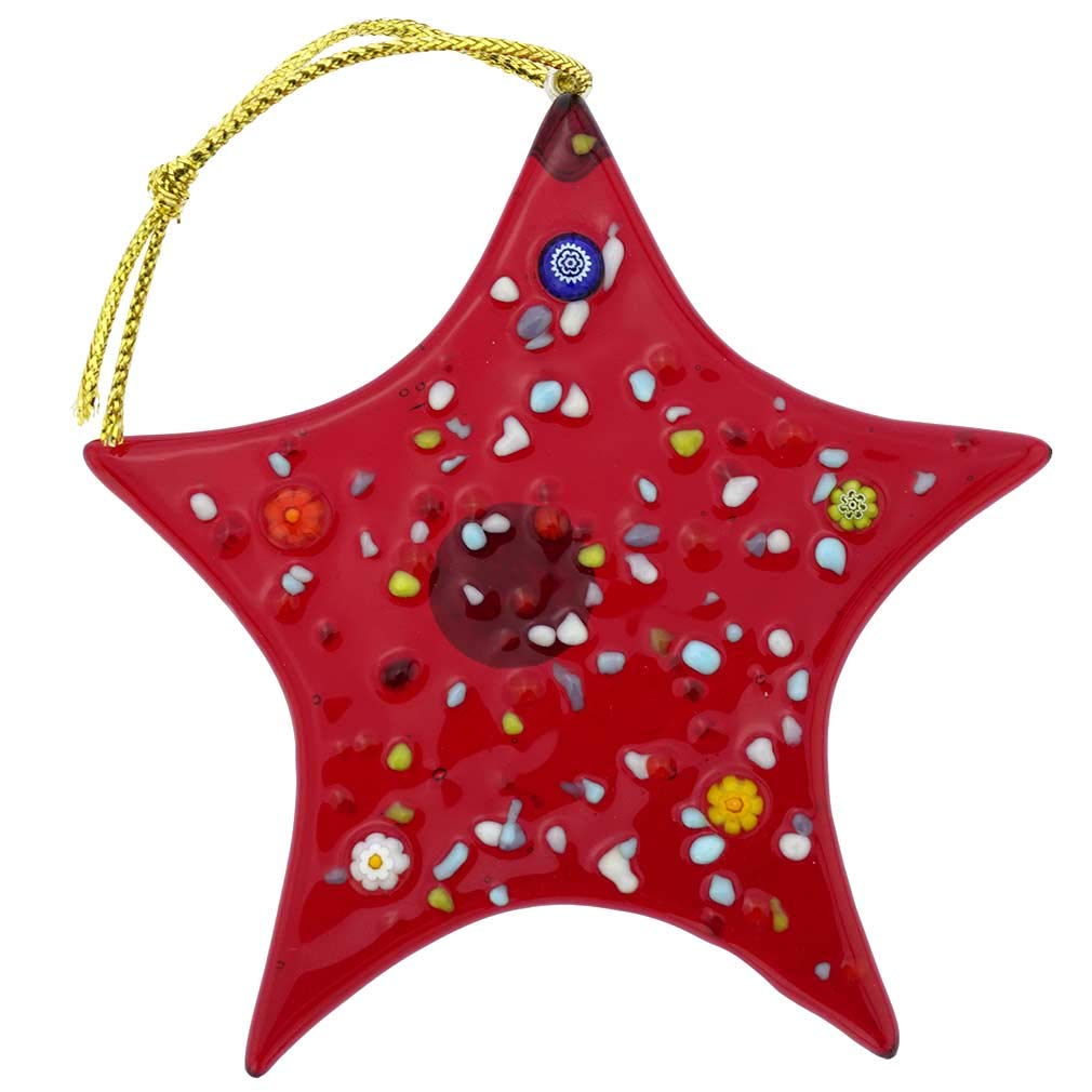 Étoile en verre de Murano rouge pour illuminer votre sapin de Noël en famille