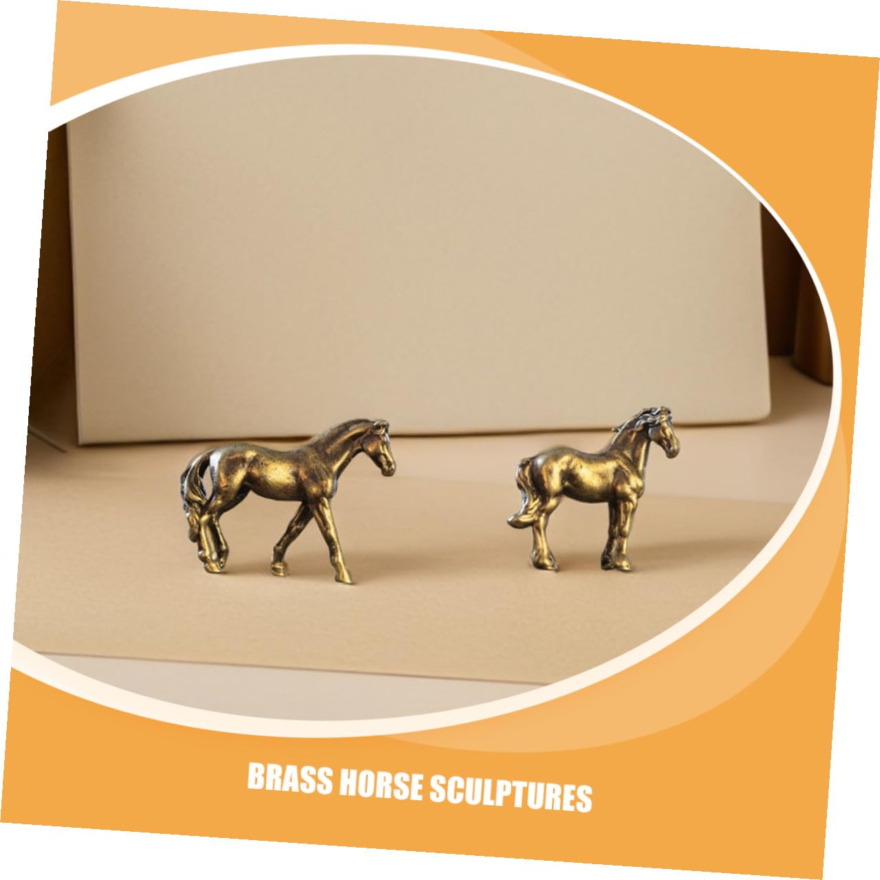 Generic 4 szt. Mini mosiężne rzeźby koni Feng Shui zodiak figurki zwierząt metalowy zestaw dekoracji stołu dla domowego biura Bonsai ozdoba stołu 2026 nowy rok