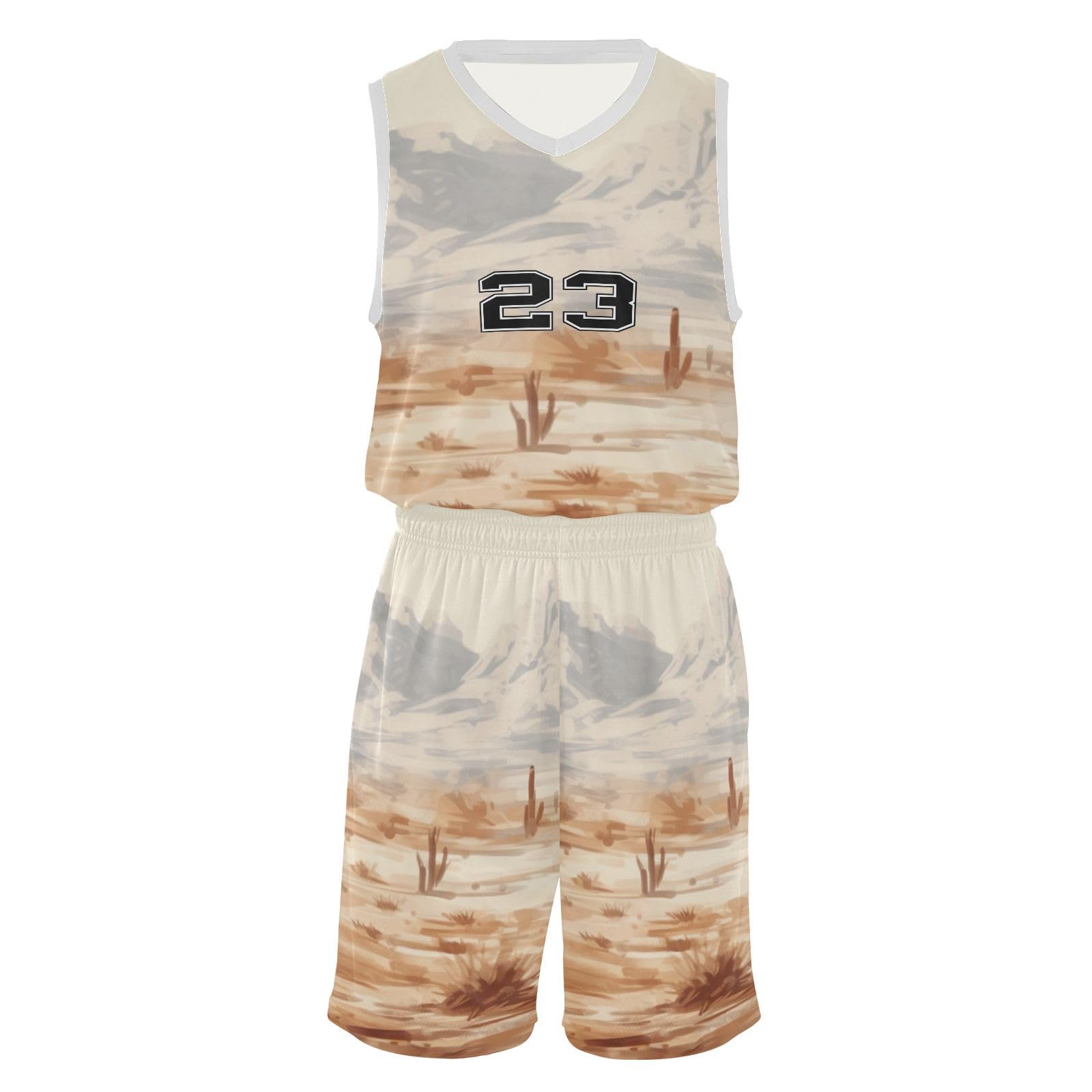 FLildon Western Desert Cowboy Boys Basketball Jersey Set Tank Top Shorts Tracksuit Sport Training Suit for Kids, XXL