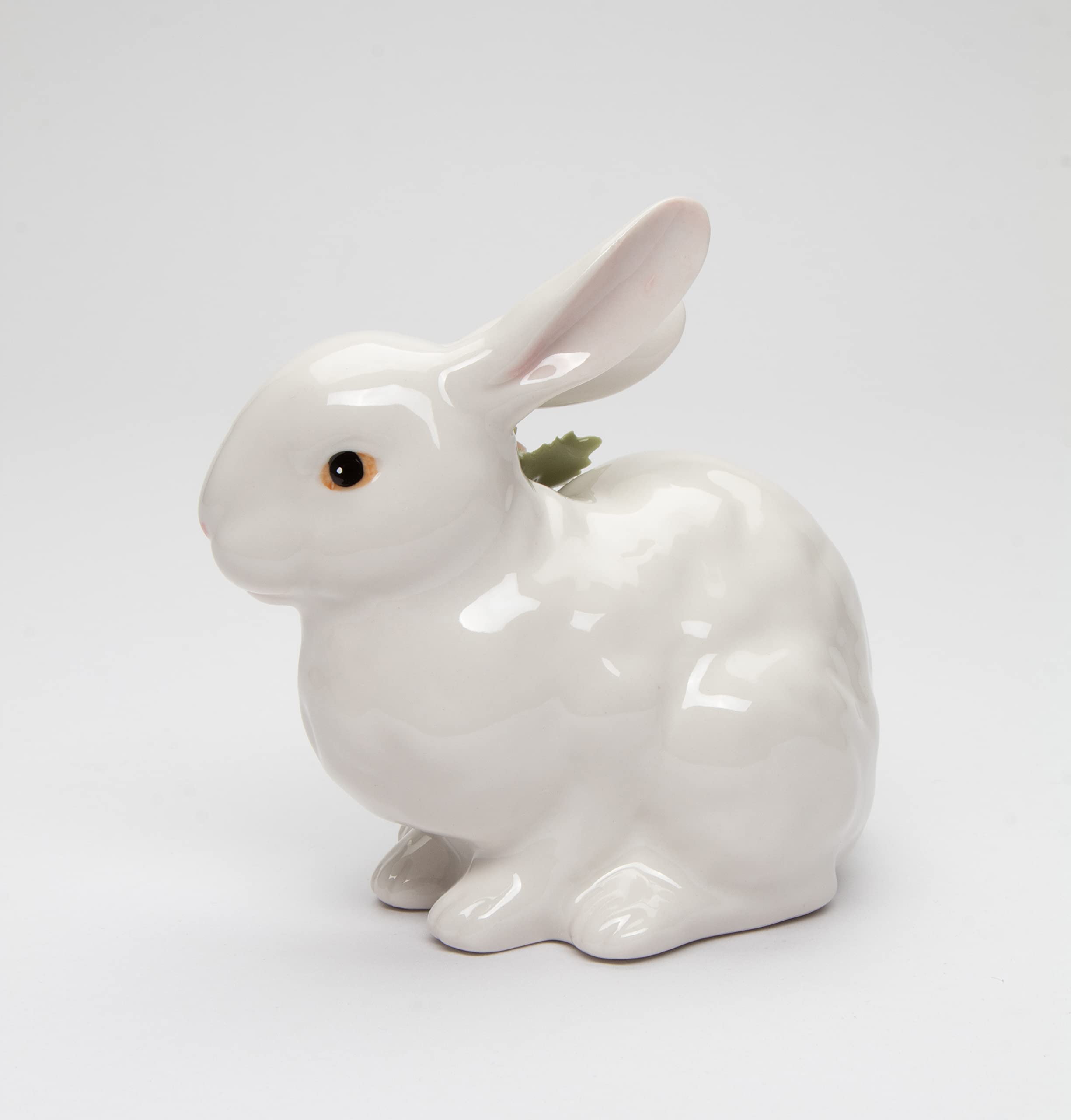 Cosmos Gifts 11005 Delikatna porcelana biały królik z różową figurką 10 cm H