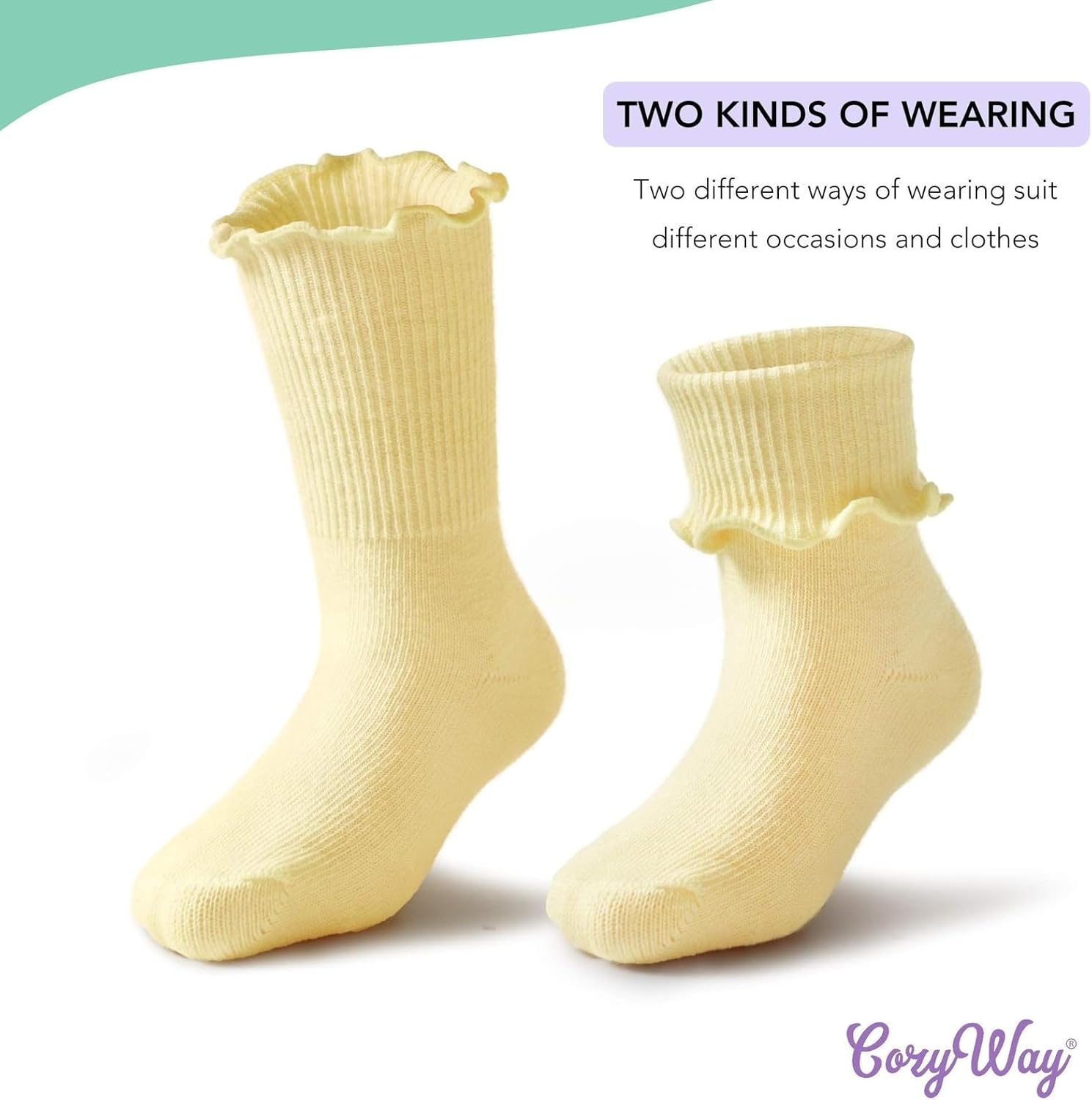 CozyWay Baby Ruffle Socks Baby Girl Turn Cuff Ankle Comfy Cotton Socks Infant - 6 Pack - Image 5