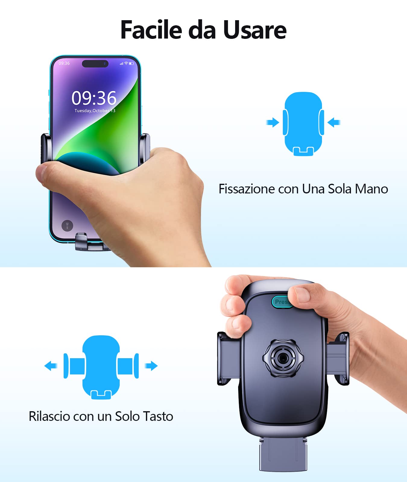 Glangeh Porta Cellulare Auto, [2025 Upgrated Clip] Supporto Telefono Auto per Presa D'aria Dell'Auto, 360°di Rotazione Supporti Interni per Auto Universale Compatibile con iPhone/Galaxy