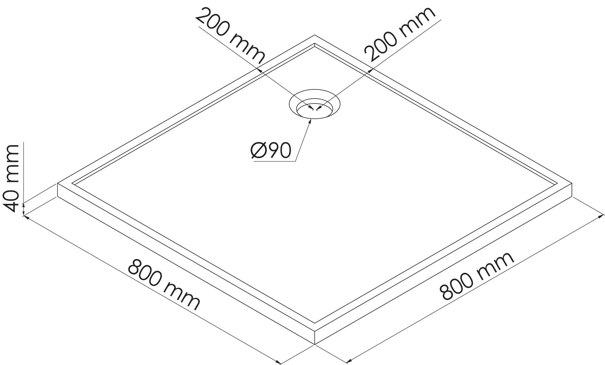 Plato de Ducha BULL, Resina, Extraplano, 80 x 80 x 4 cm, Blanco