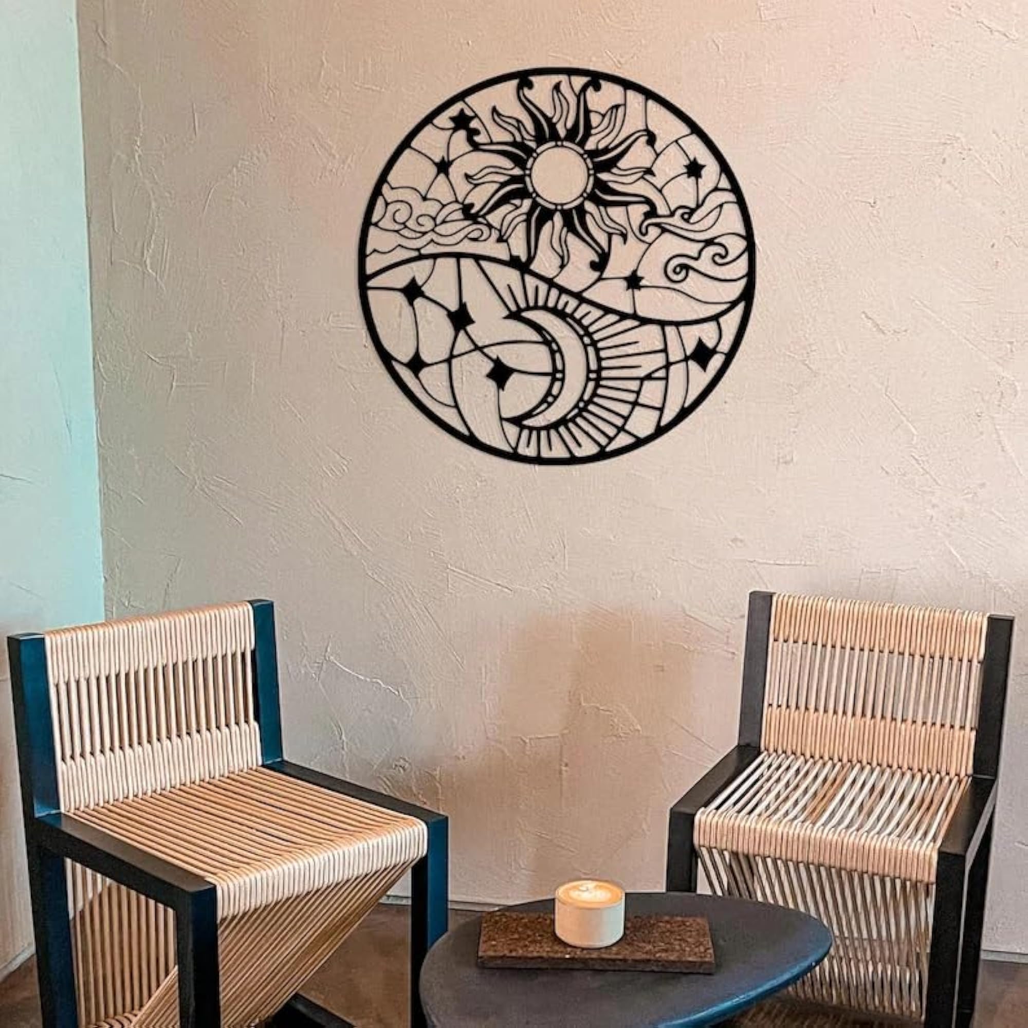 Sun and Moon Metal Wall Art, Astrological Decor