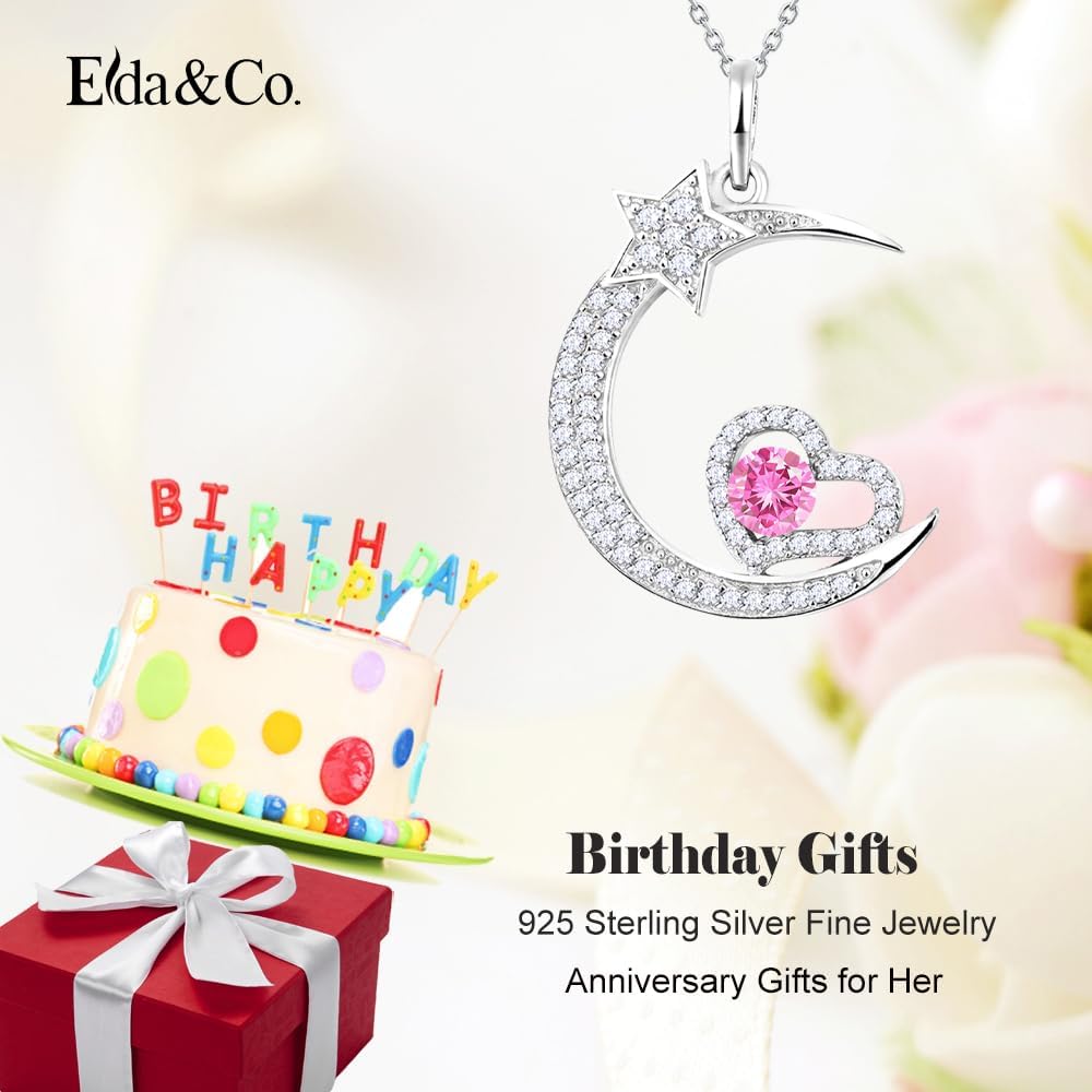 ELDA & CO. Birthday Gifts for Mom May Birthstones Necklace Emerald Jewelry I Love You to the Moon and Back Moon Shooting Star Jewelry Women Mother Sterling Silver - Image 2