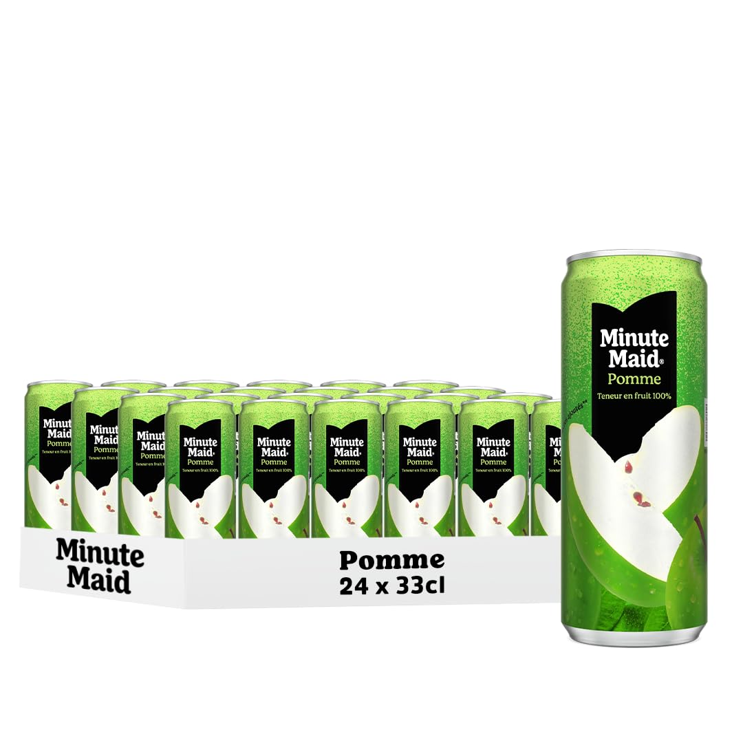 Minute Maid Jus de Pomme 100% Fruit, Canettes 33cl, Pack de 24