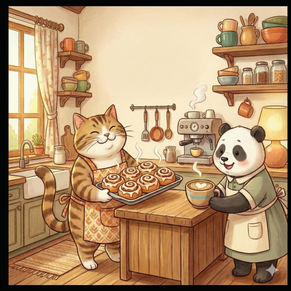 COZY KITCHEN COMPANIONS: A Whimsical Coloring Escape.: An Easy, Cute & Cozy Animal Coloring Book for Adults and Teens