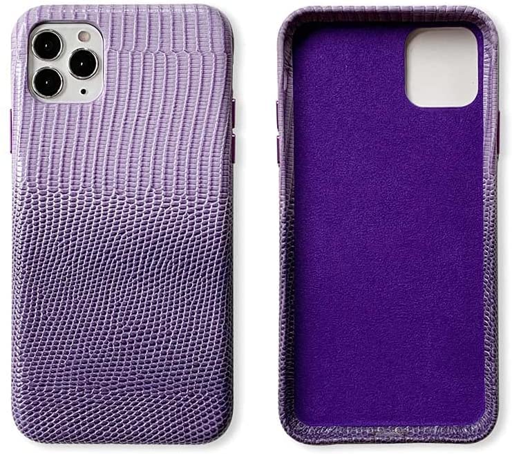 Coque cuir de vache iPhone 12 Pro SCHIK violet dégradé protection luxe - 2