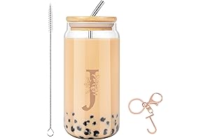 Personalized Glass Cup with Lid and Straw: The Perfect Gift for Her...
