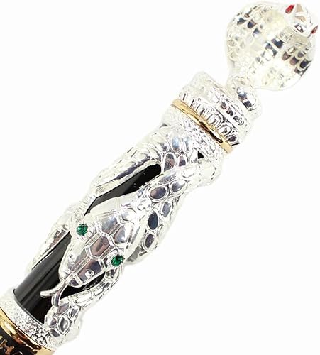 Miniatura 6 de Gullor Bolígrafo Rollerball Negro y Plata Antigua Serpiente Patrón 3D (blanco y negro)
