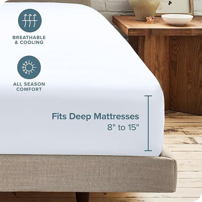 Image of 600 TC 100% Egyptian Cotton Fitted Sheet for Supper King Bed Size Fitted Bed Sheet with Pillow Cover for Bedroom, Soft Hotel Quality Size - 78 x78+12 White Pillow Size -18 x 28 Inch
