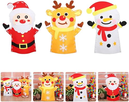 Miniatura 4 de Totority 3 juegos de marionetas de mano de Navidad DIY para niños, juguetes educativos para niños, juguetes de desarrollo, marionetas de mano de la