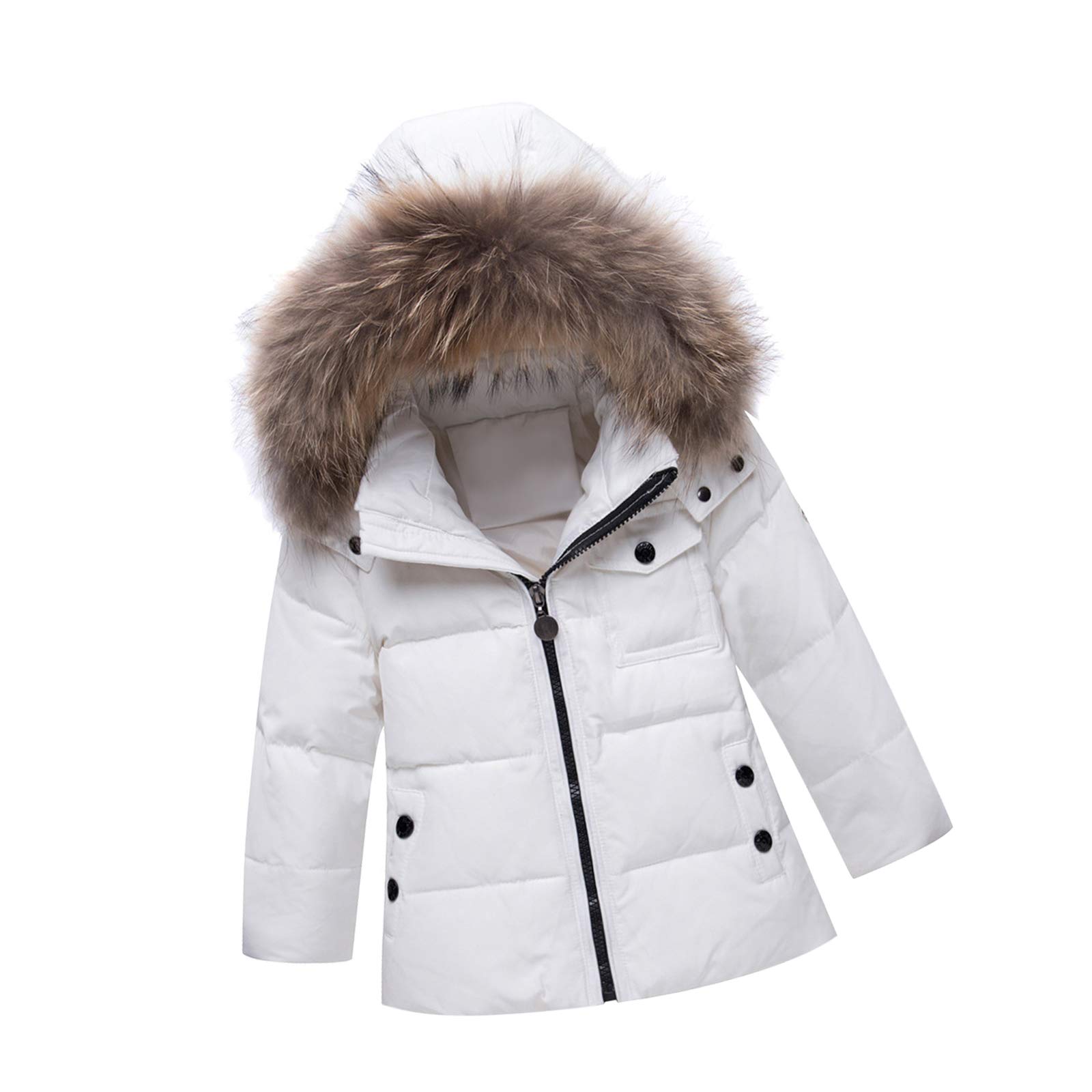 amropi Traje de Nieve Niña Niño Chaqueta con Capucha + Pantalones 2 Piezas Invierno Conjunto de Esquí Blanco,4-5 Años