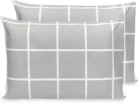 Kit 2 Fronhas Estampadas Percal Flex 400 Fios Zíper 70 X 50 (Grid Cinza)