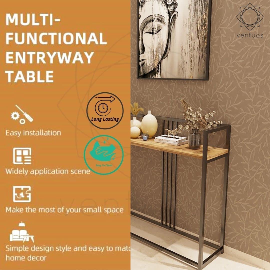 DECORILA Mild Frame Solid Wood Console Table for Living Room Side Table for Bedroom (Black) 2