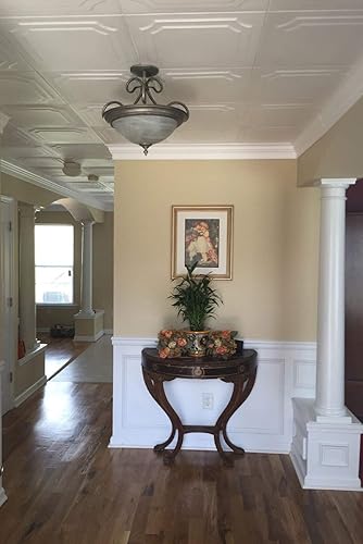 Miniatura 5 de A La Maison Ceilings R08 - Azulejos de techo de espuma prepintados Virginian (21.6 pies cuadradoscaja), paquete de 8, color blanco ultra puro