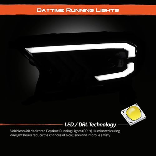 Miniatura 3 de AKKON - Compatible con Ford Ranger 2019 2020 2021 2022 2023 LED completo DRL con proyector de señal de giro secuencial + pasajero negro