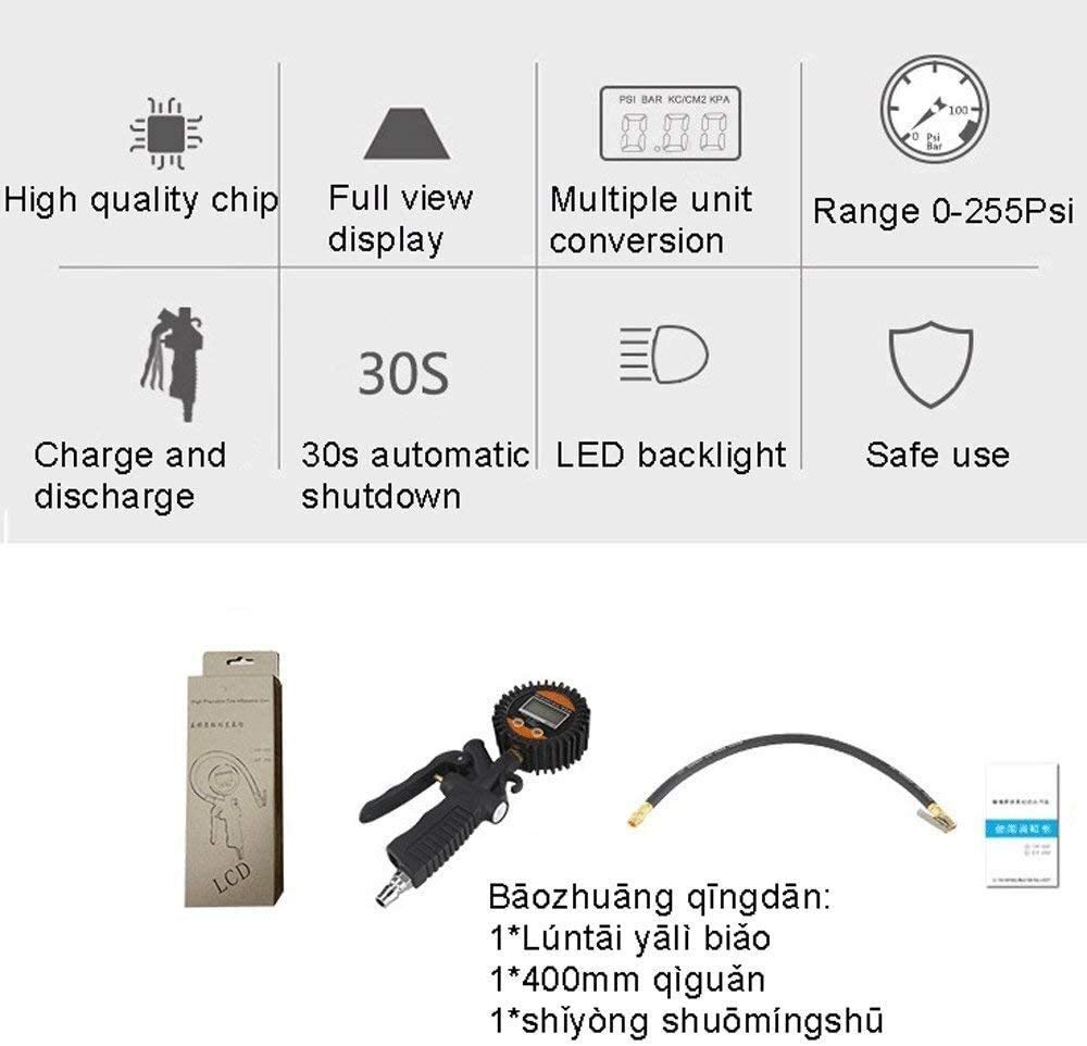 AGAATI Manómetro Digital de presión de neumáticos, manómetro de Aire portátil de 100 PSI, portabrocas de Aire Resistente y Accesorios de compresor para cámara de Aire de camión, automóvil y Bicicleta
