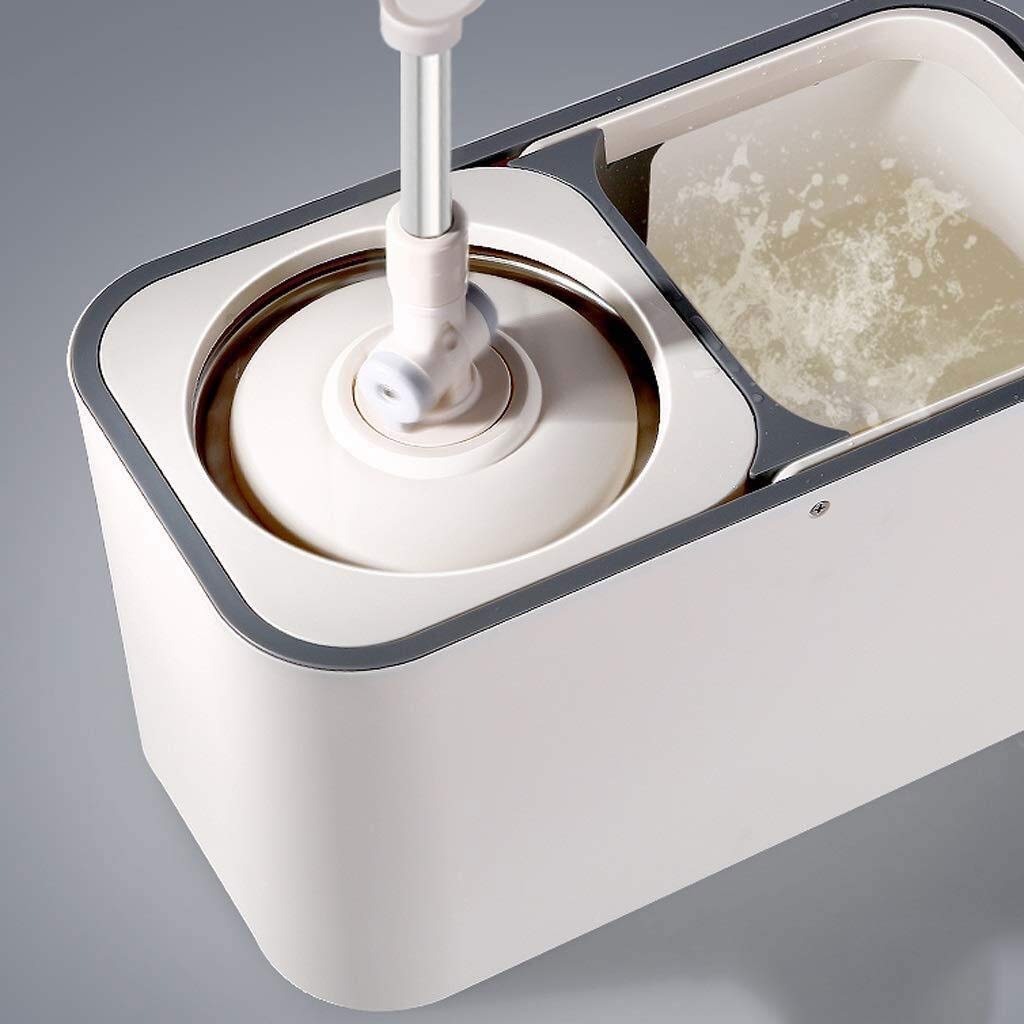 Fregona giratoria, trapeador y Cubo con 2 Almohadillas Limpieza de Pisos Microfibra