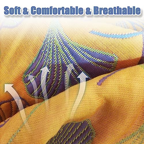 Bifqioy Ginkgo Leaf Pattern Cotton Reversible Quilt Lightweight Muslin Summer Comforter Queen Size Soft Breathable Bedspread Coverlet Washable Quilted Throw Blanket For Bed, Couch #TOP3