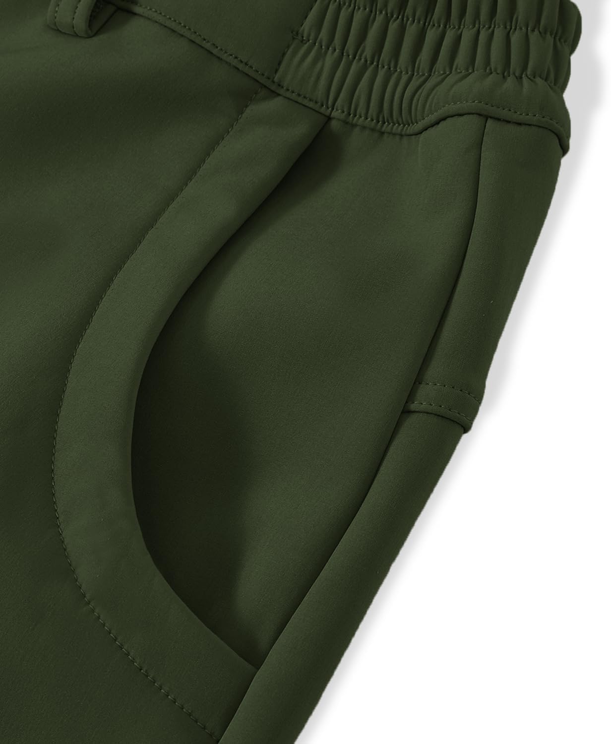 BASUDAM Men's Cargo Work Pants Snow Waterproof Softshell Winter Fleece Lined Insulated Outdoor Mountain with 6 Pockets - Image 3