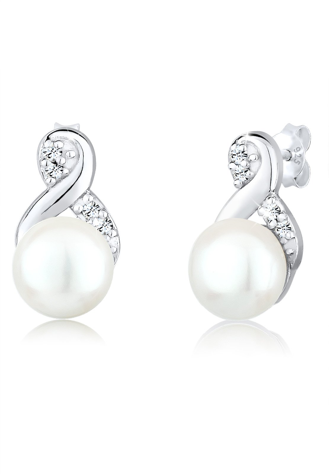 Elli Earrings infinity Freshwater Pearls Crystals 925 Sterling Silver