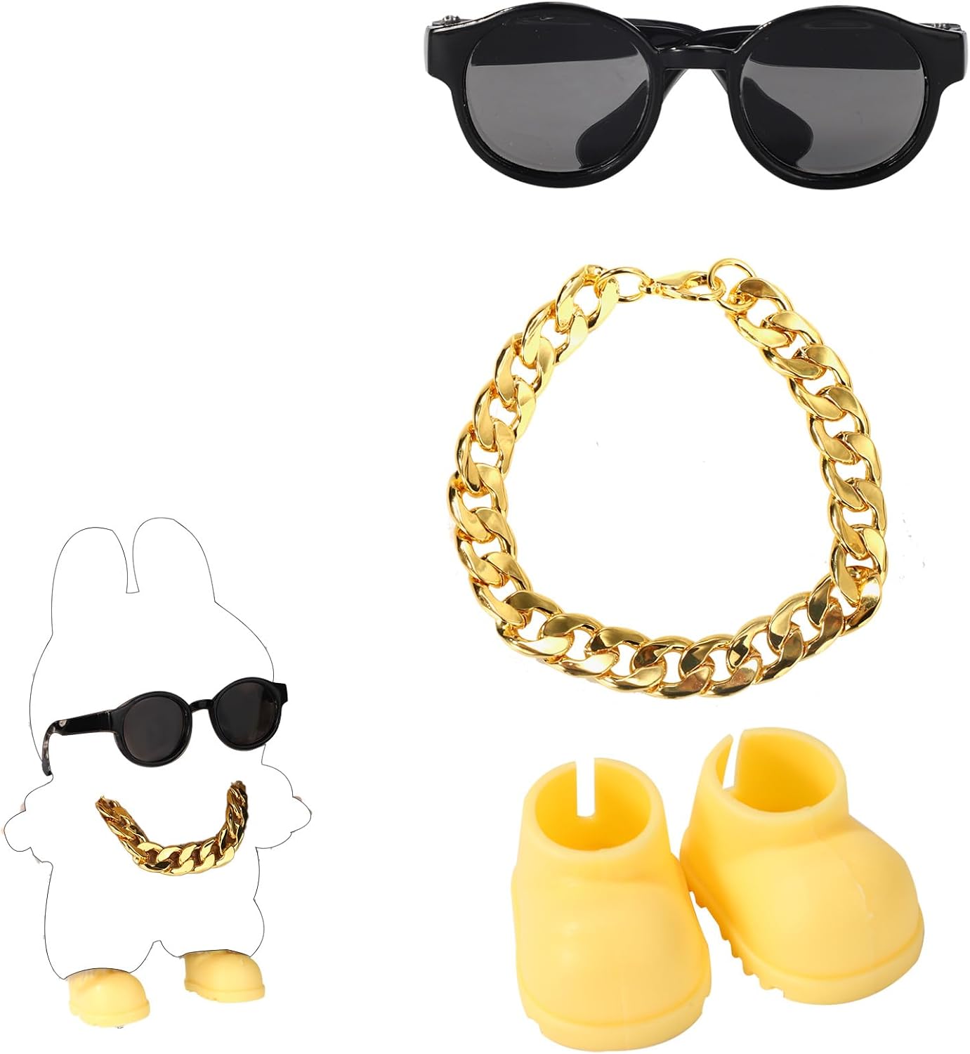 Doll Outfit Set, Adorable Pink Glasses & Heart-Shaped Necklace & Cute Canvas Shoes for Dolls Clothing Accessories Decoration or Collection
