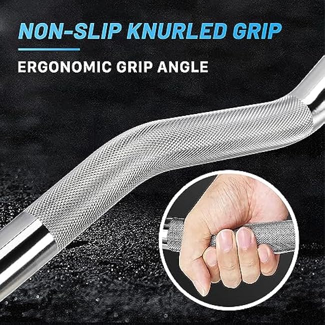 Northdeer EZ Curl Bar, 37.4 EZ Bar Steel Curling Bar EZ Barbell with Knurling Strength Training Bar Curling Bars for Weight Lifting, Biceps Curl, Row, Compatible with Version 1.0 and 2.0